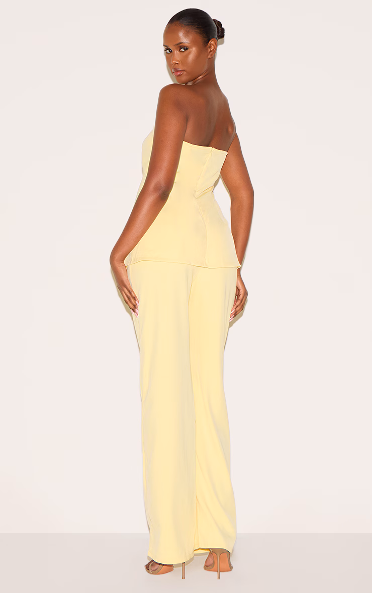 Lemon Woven Tailored Longline Bandeau Flared Jumpsuit
