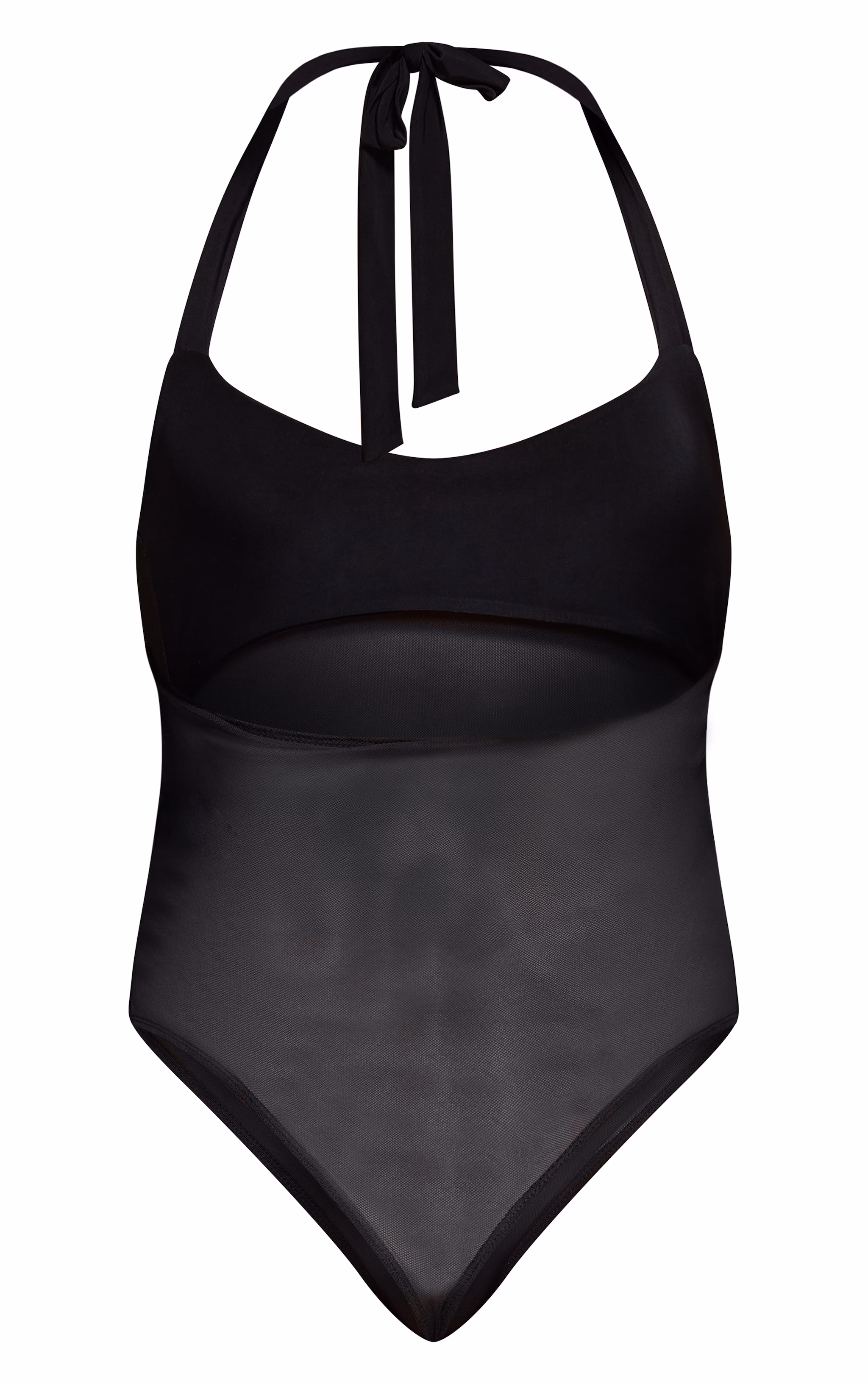 Black Bust Detail Mesh Halterneck Bodysuit