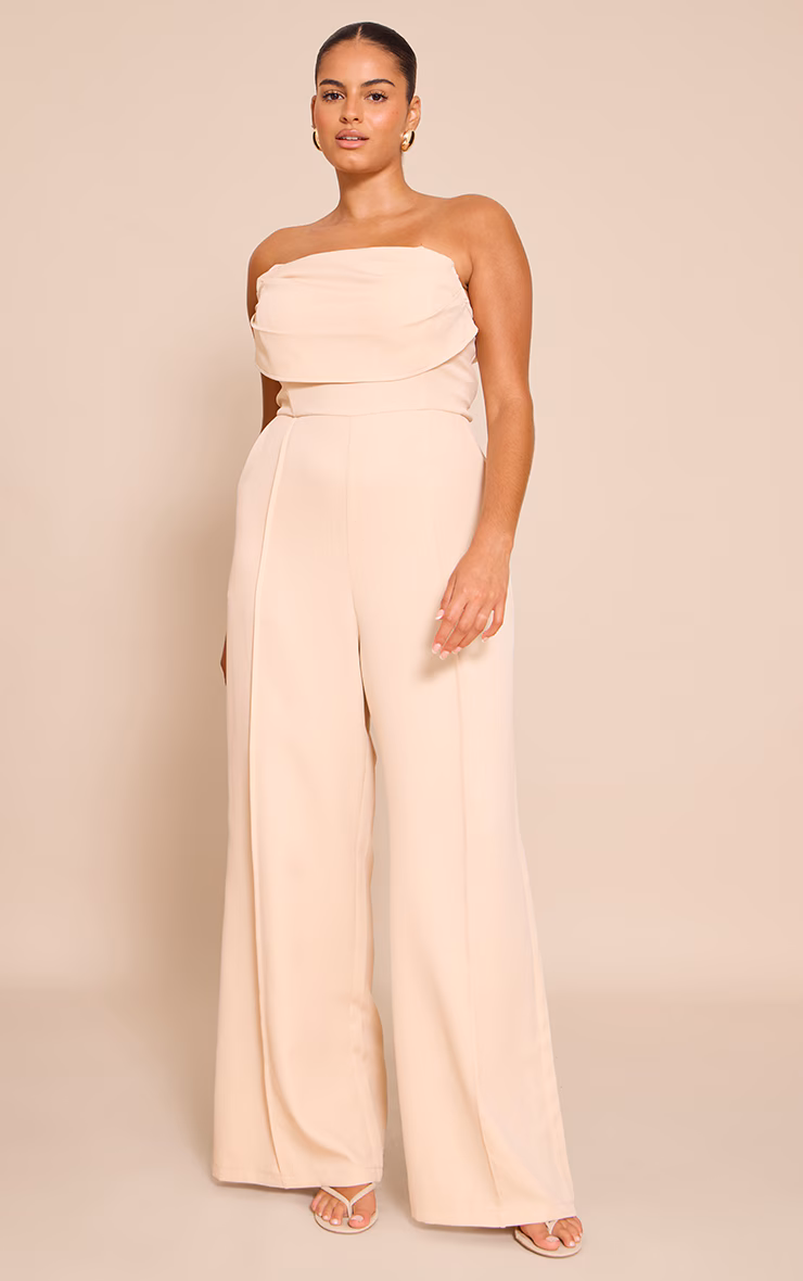 Plus Stone Bandeau Cowl Neck Pocket Detail Jumpsuit