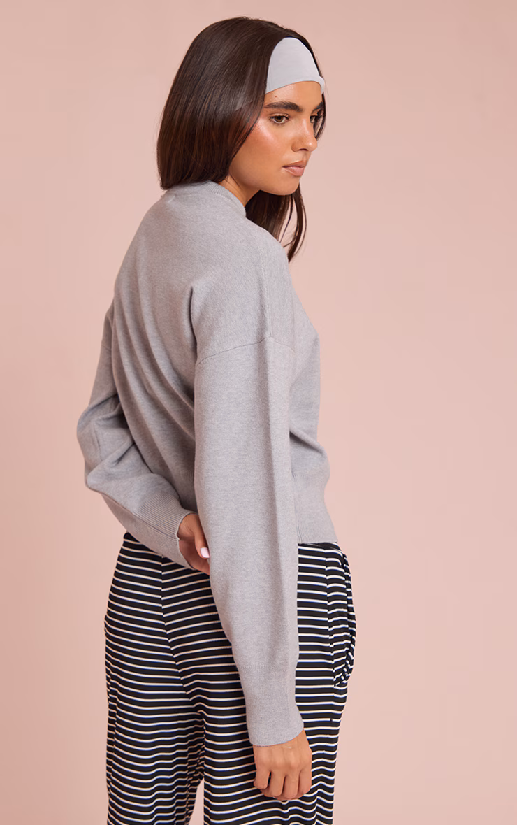 Soft Grey Compact Knit Cardigan
