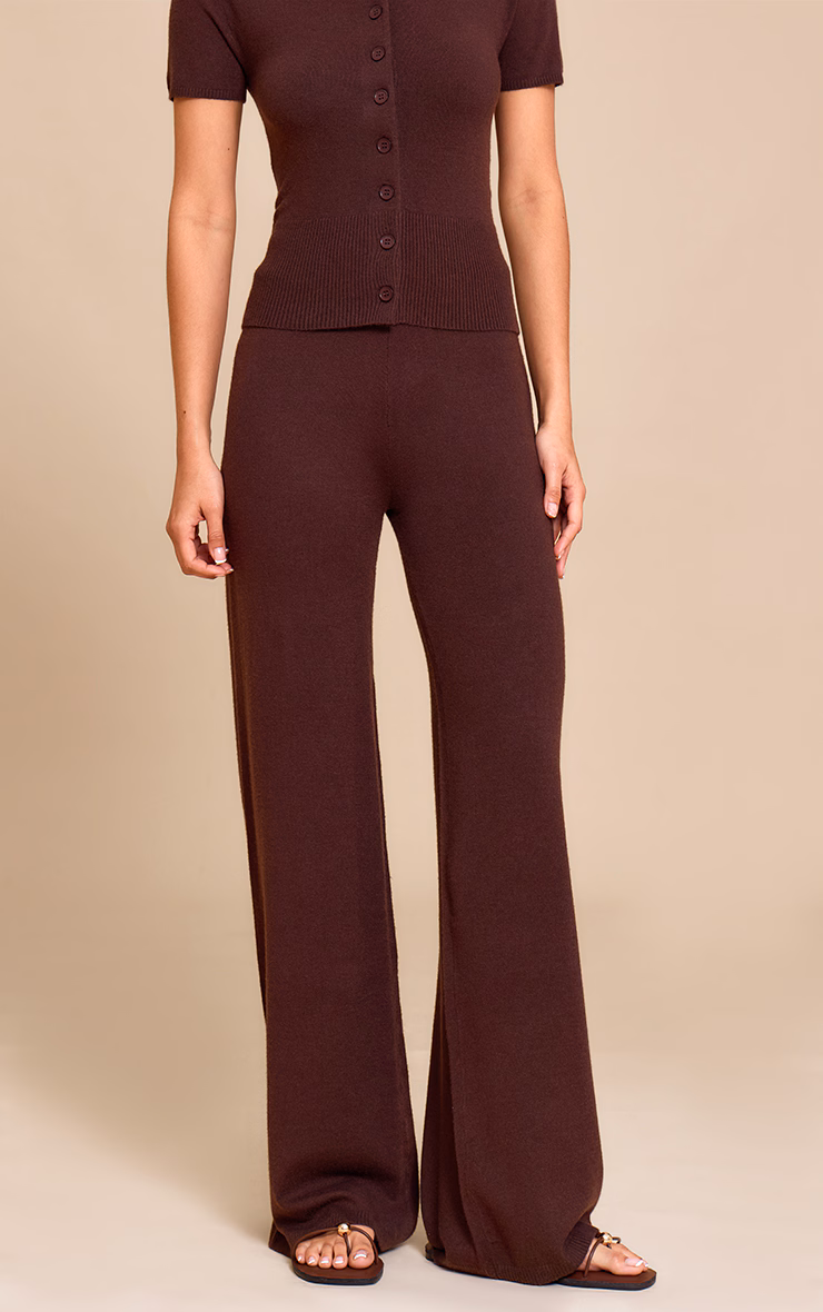 Chocolate  Knit Wide Leg Pants