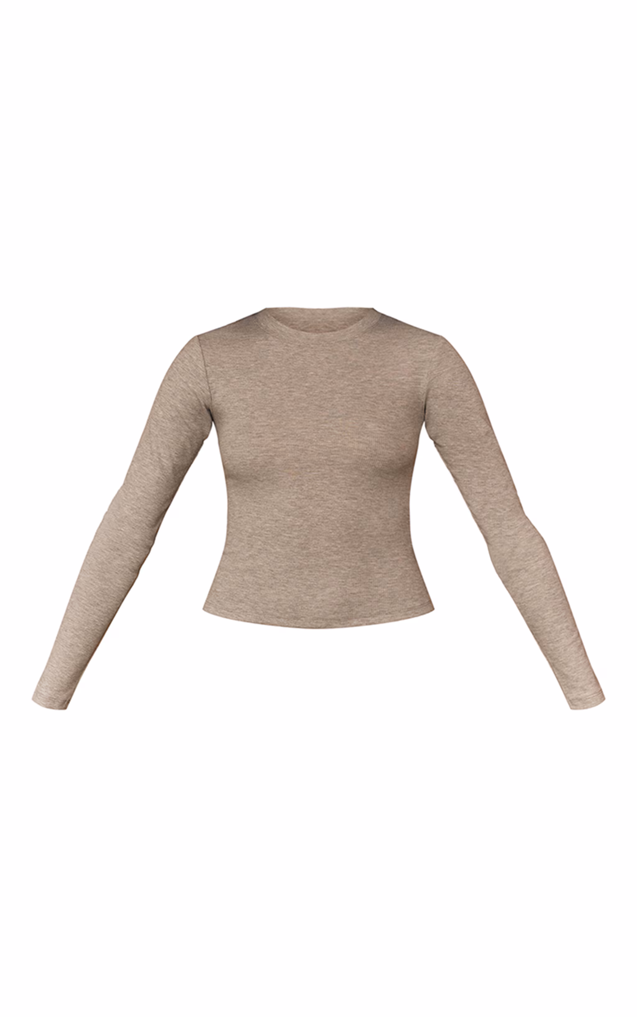 Grey Marl Soft Rib Crew Neck Long Sleeve Top