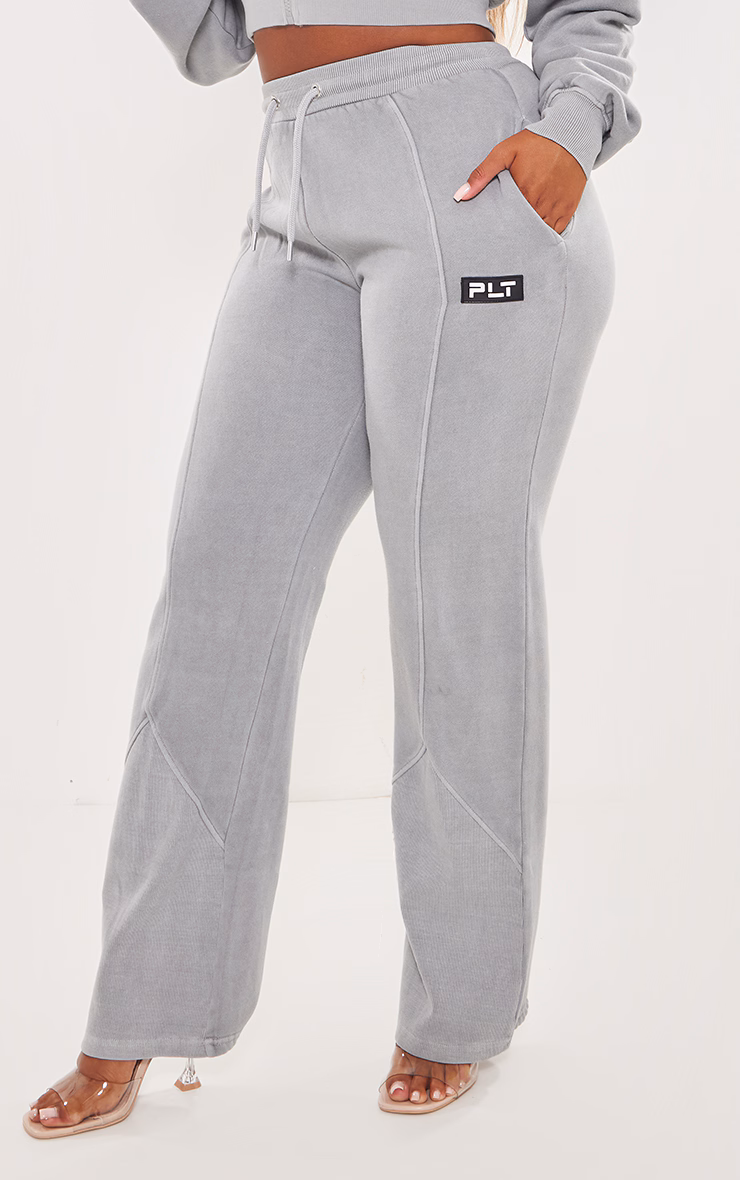 PRETTYLITTLETHING Shape Grey Marl Washed Wide Leg Sweatpants