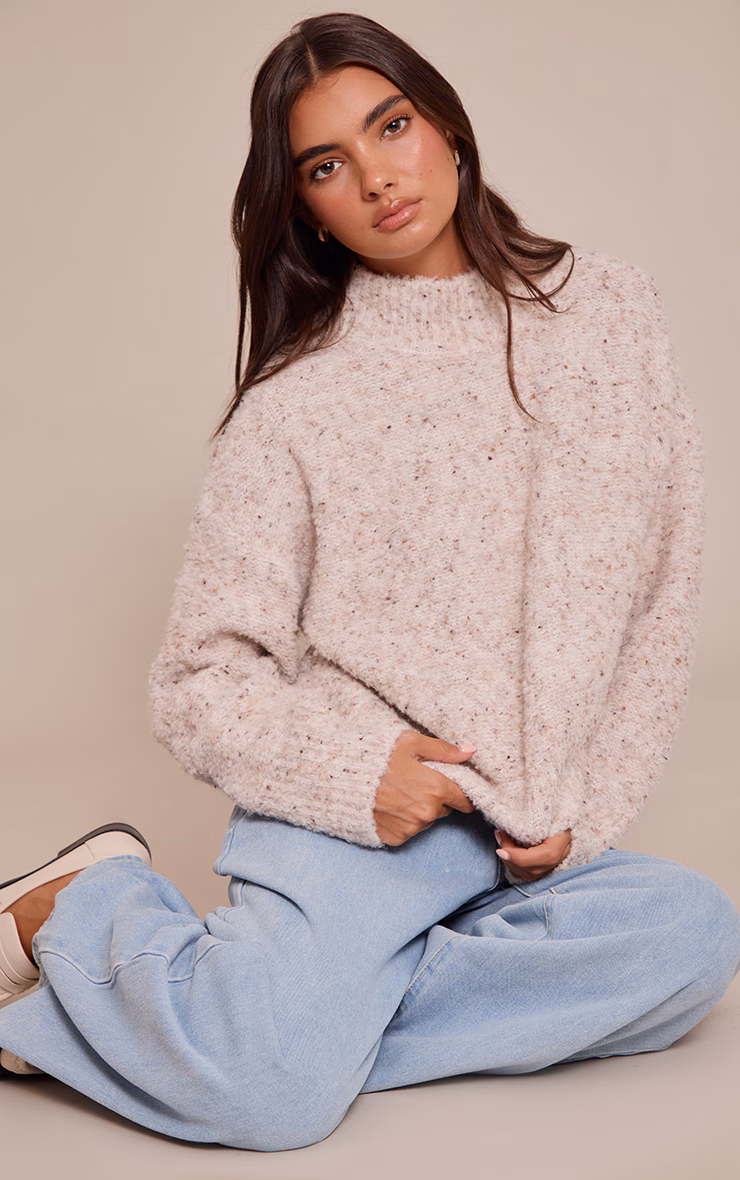 Beige Marl Oversized Sweater