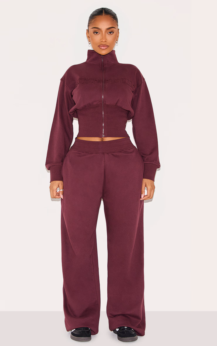 Shape Wine Waistband Detail Wide Leg Sweatpants