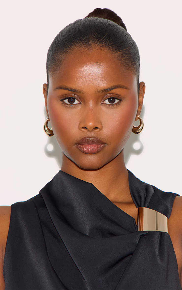 Real Gold Plated Thick Tubular Hoop Earrings