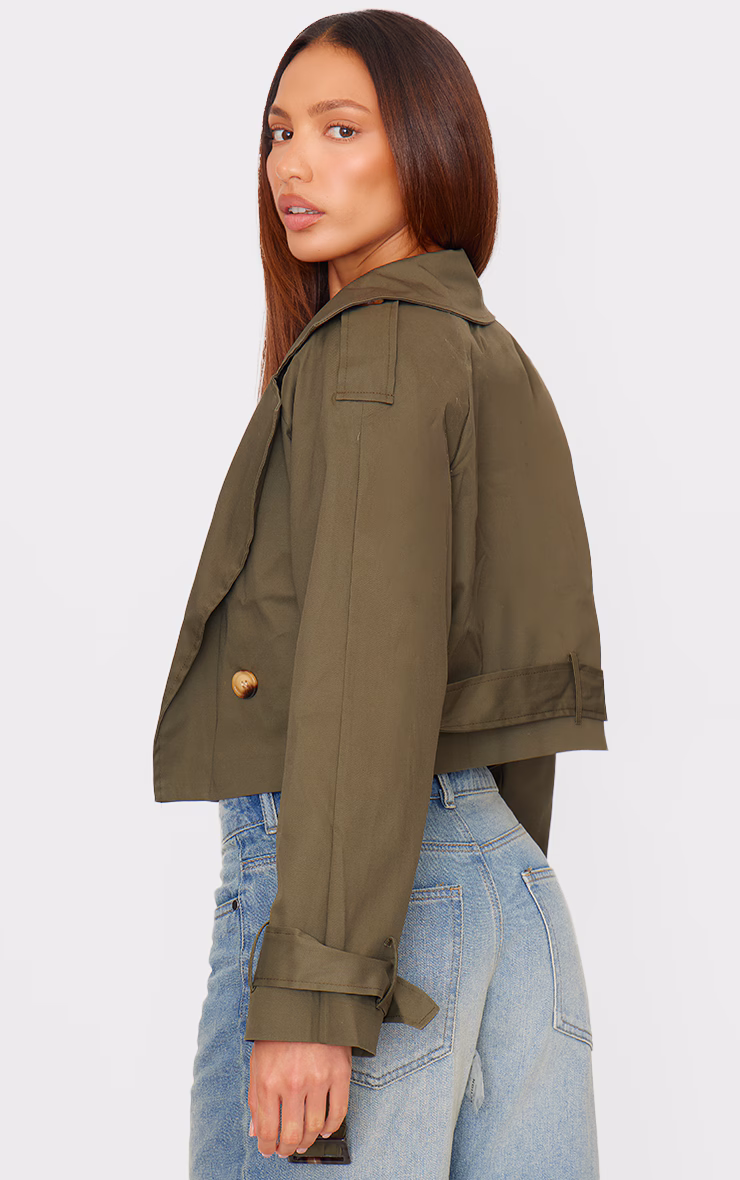 Khaki Cropped Trench Coat