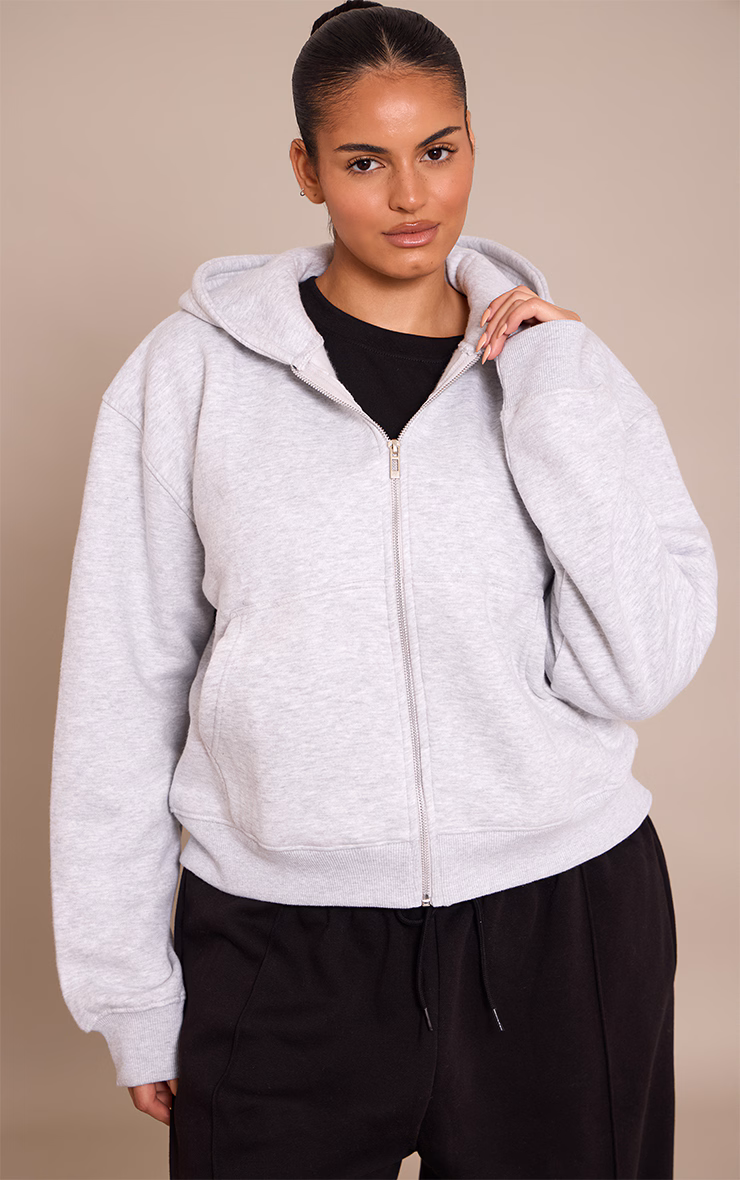 Plus Ash Grey Zip Through Hoodie
