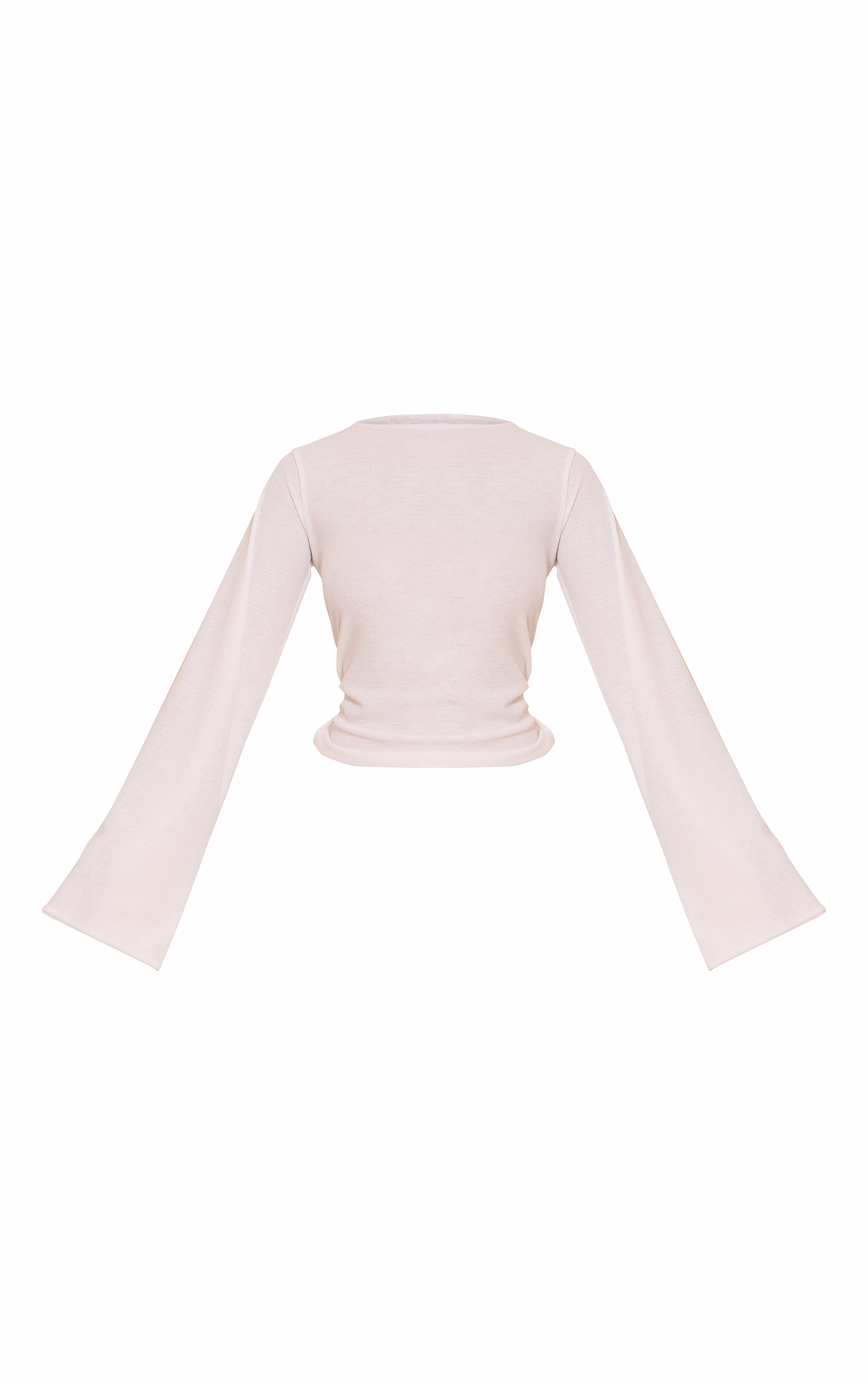 Ecru Rib Onion Skin Flare Long Sleeve Top