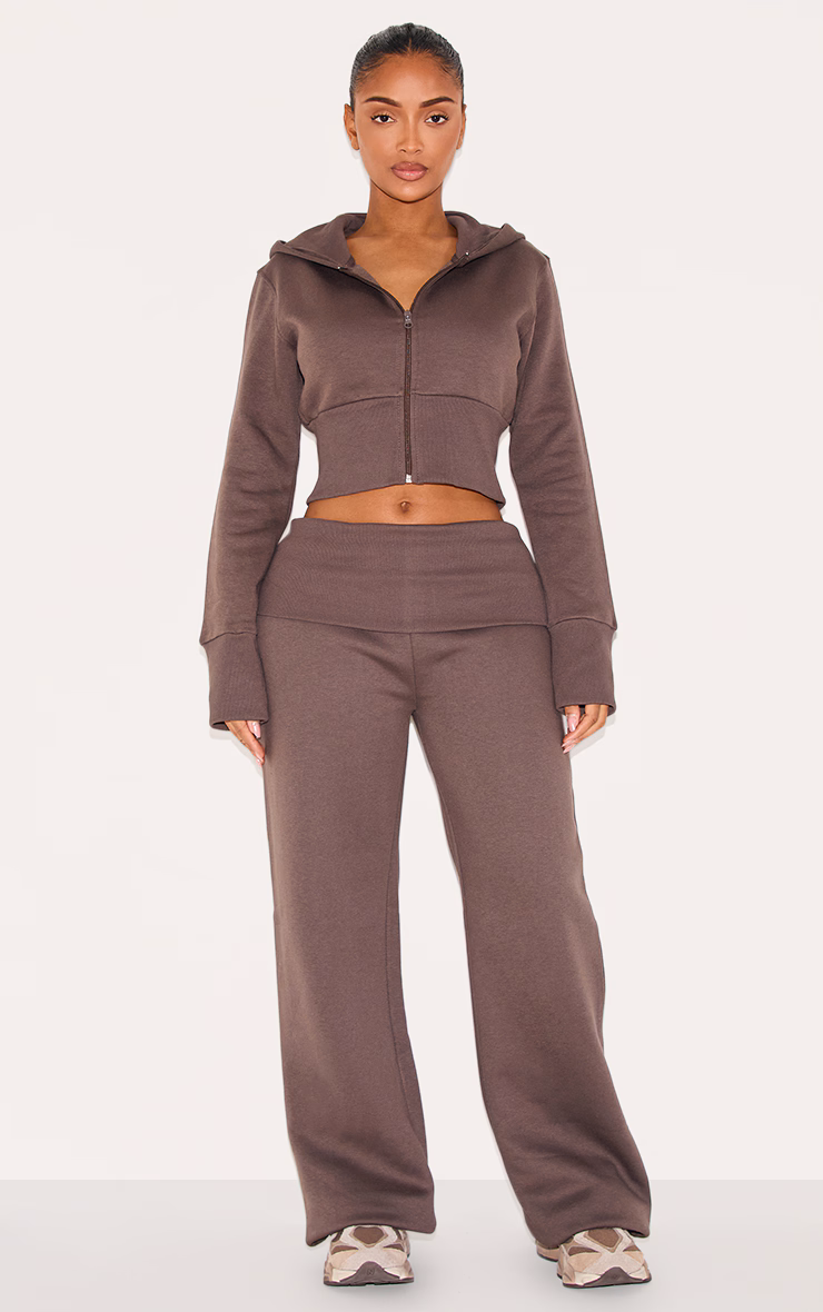 Shape Charcoal Foldover Waist Flare Sweatpants