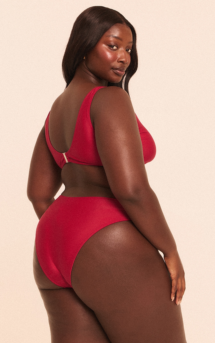 Plus Burgundy Plunge U Bar Bikini Top