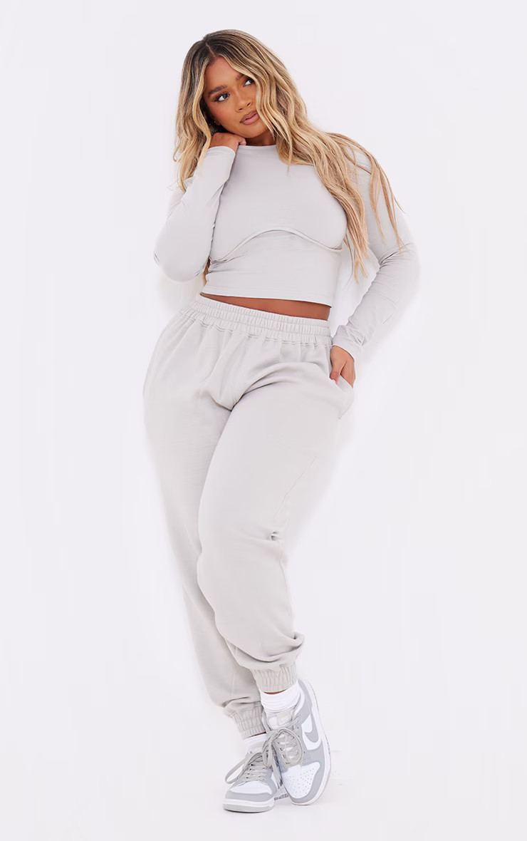 Shape Ash Grey High Waisted Cuffed Sweatpants