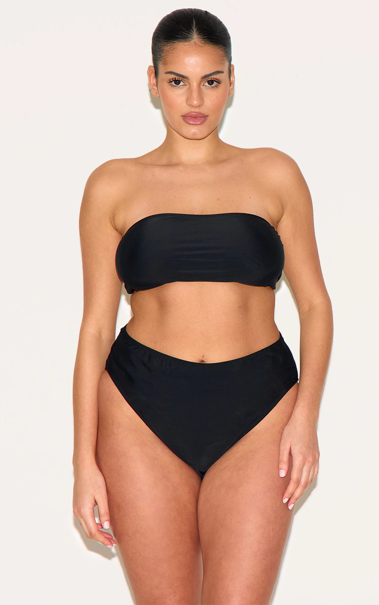 Plus Black Basic Bandeau Bikini Top