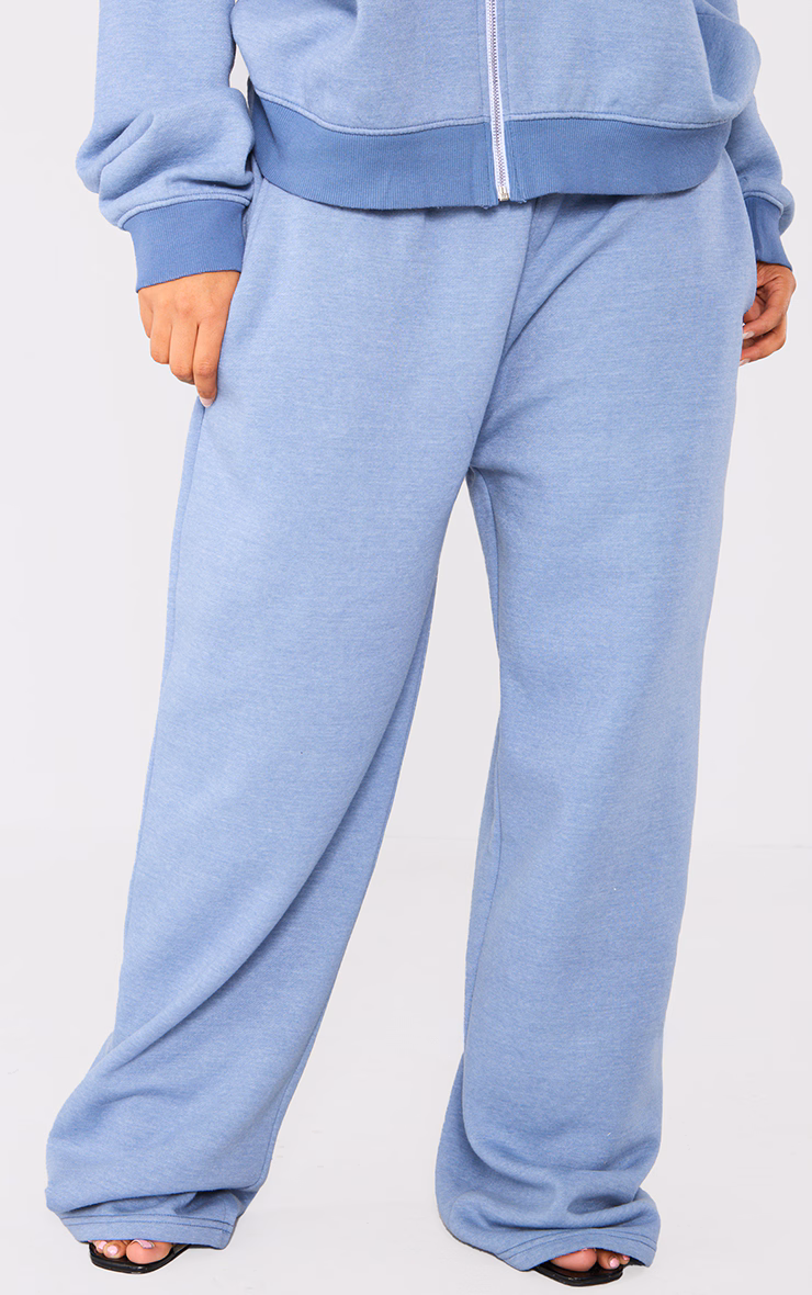 PRETTYLITTLETHING Shape Petrol Blue Washed Wide Leg Sweatpants