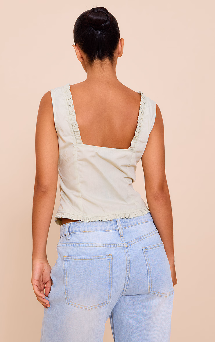 Mint Cotton Ruched Front Fitted Top