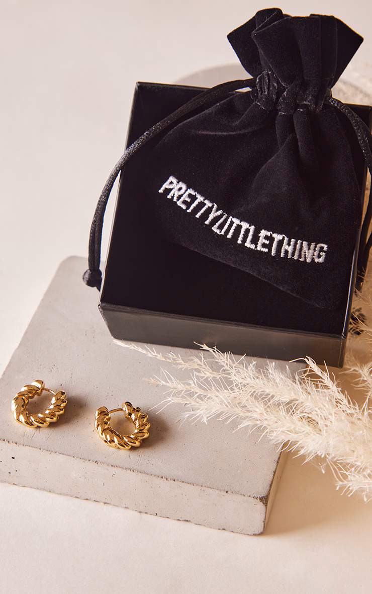 Real Gold Plated Twisted Mini Hoop Earrings