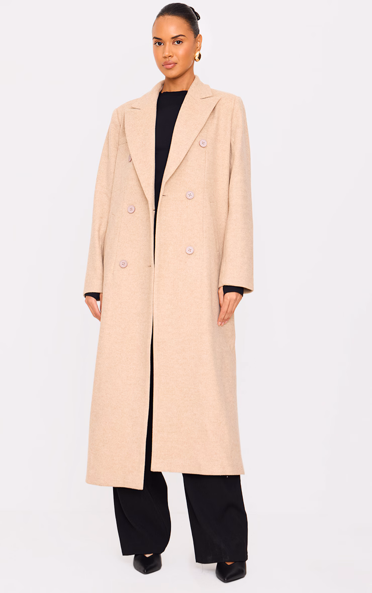 Stone Wool Look Oversized Drop Shoulder Maxi Coat