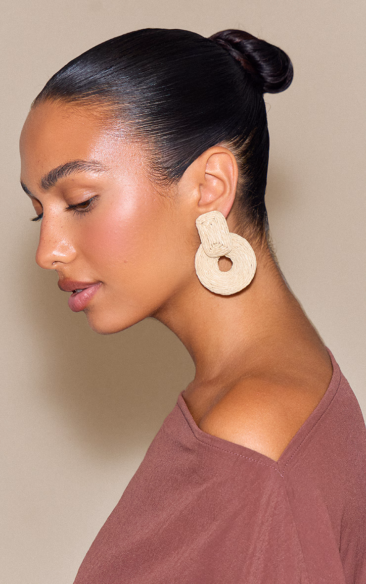 Natural Raffia Door Knocker Earrings