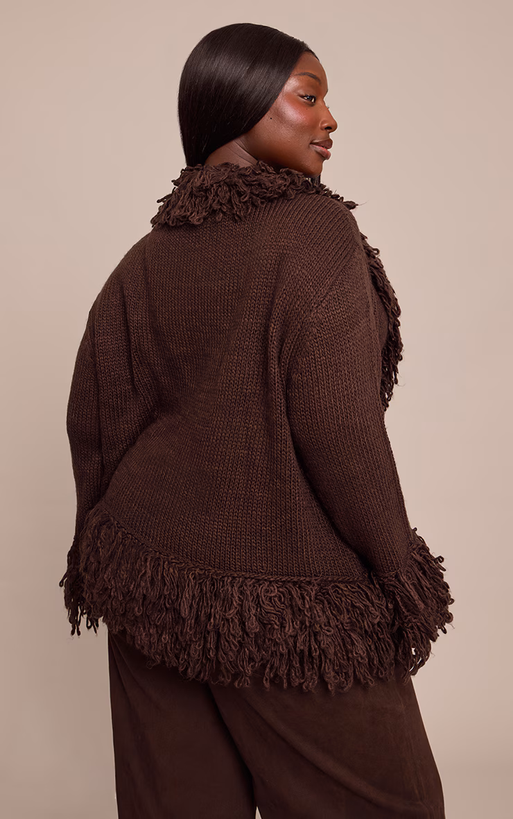 Plus Chocolate Loop Knit Edge cardigan