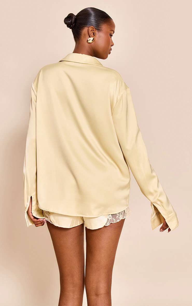 Butter Cream Satin Oversized Shirt