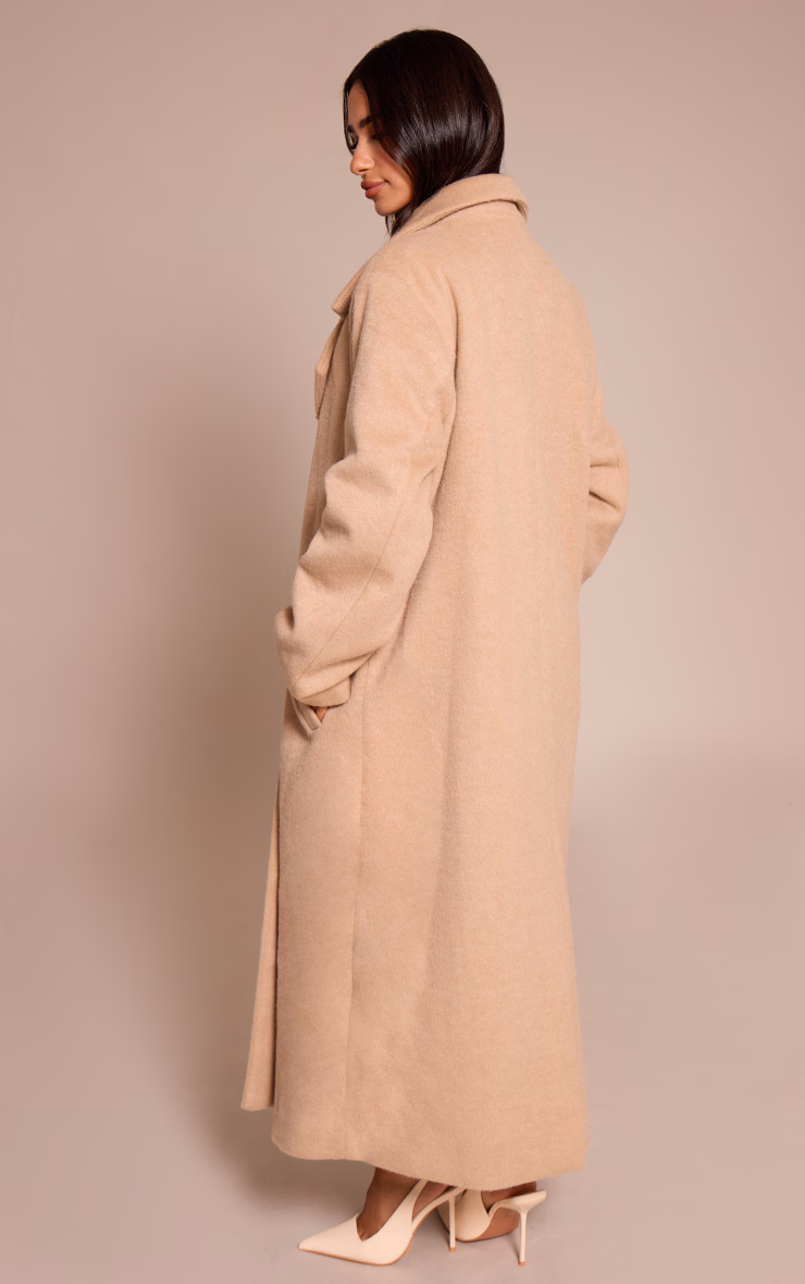 Petite Stone Brushed Wool Maxi Coat