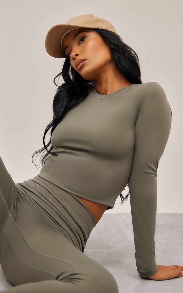 Olive Sculpt Long Sleeve Gym Top