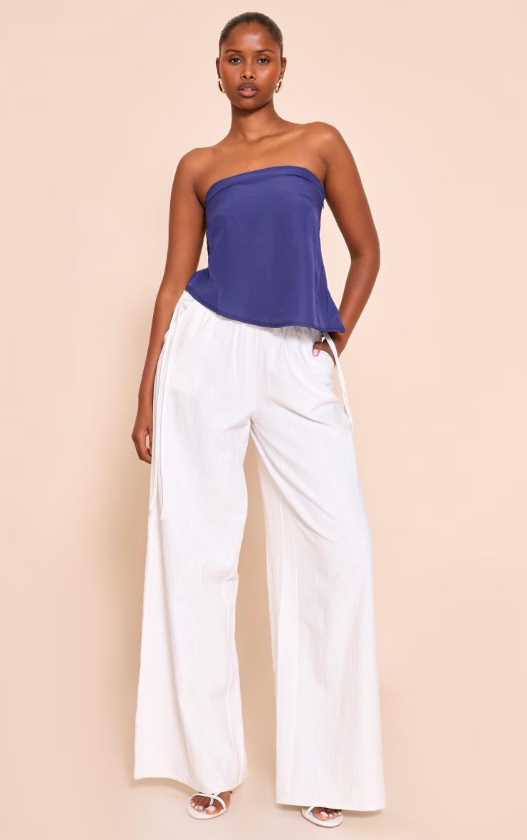 Navy Bandeau Chiffon Top