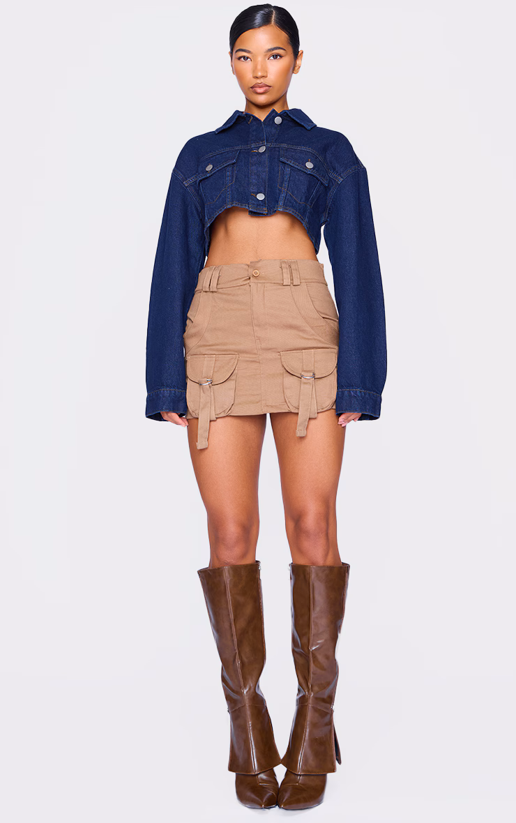 Mocha Cargo Pocket Detail Micro Mini Skirt