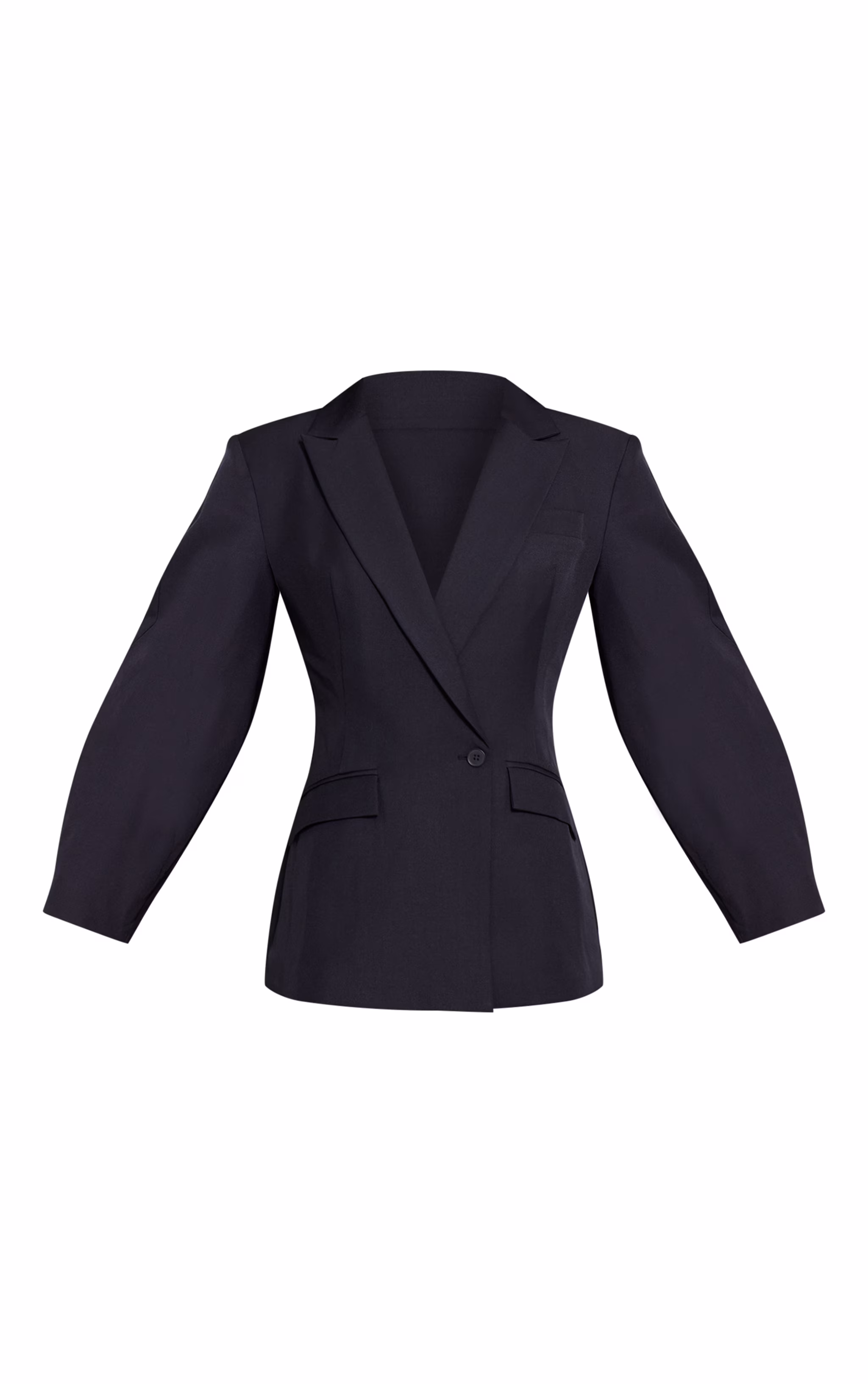 Navy Asymmetric Detail Cocoon Sleeve Blazer