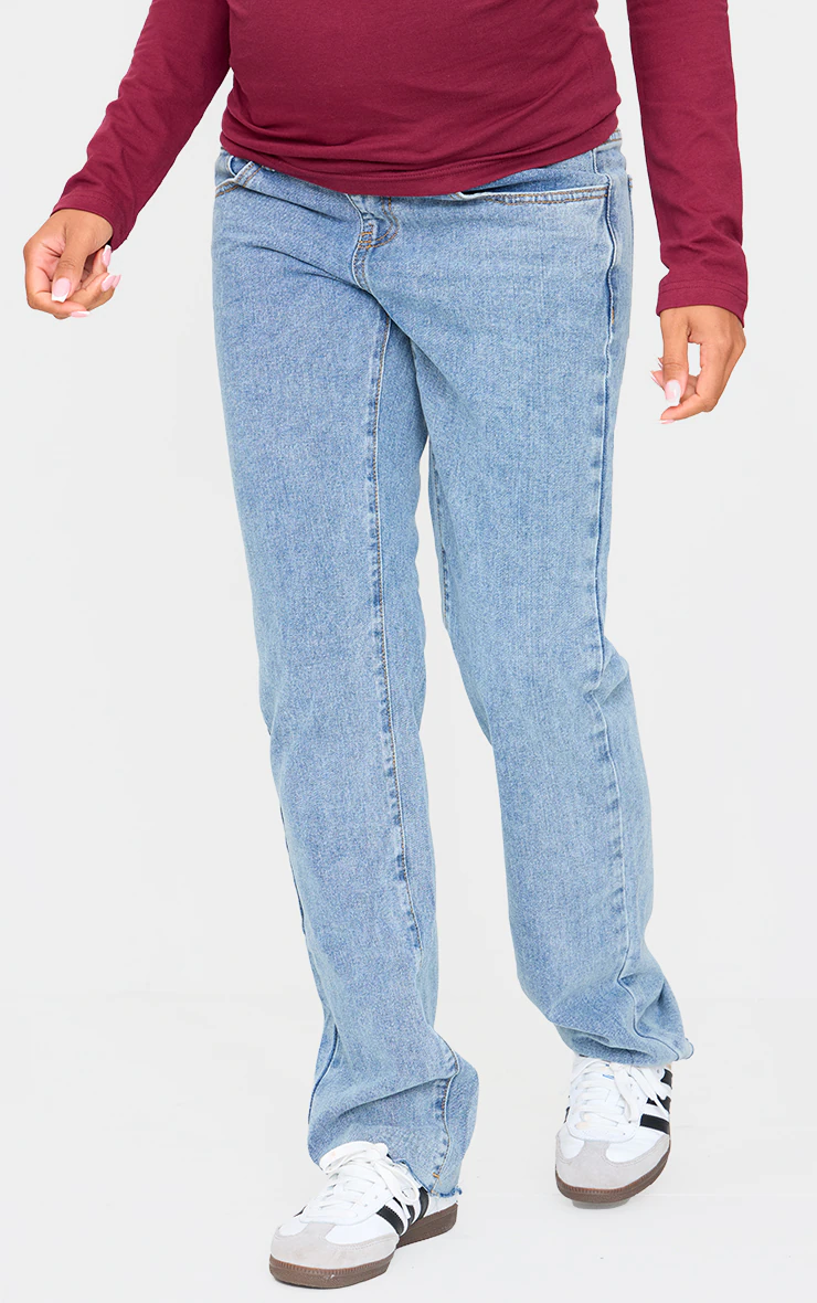 Maternity Light Blue Wash Long Leg Straight Jeans