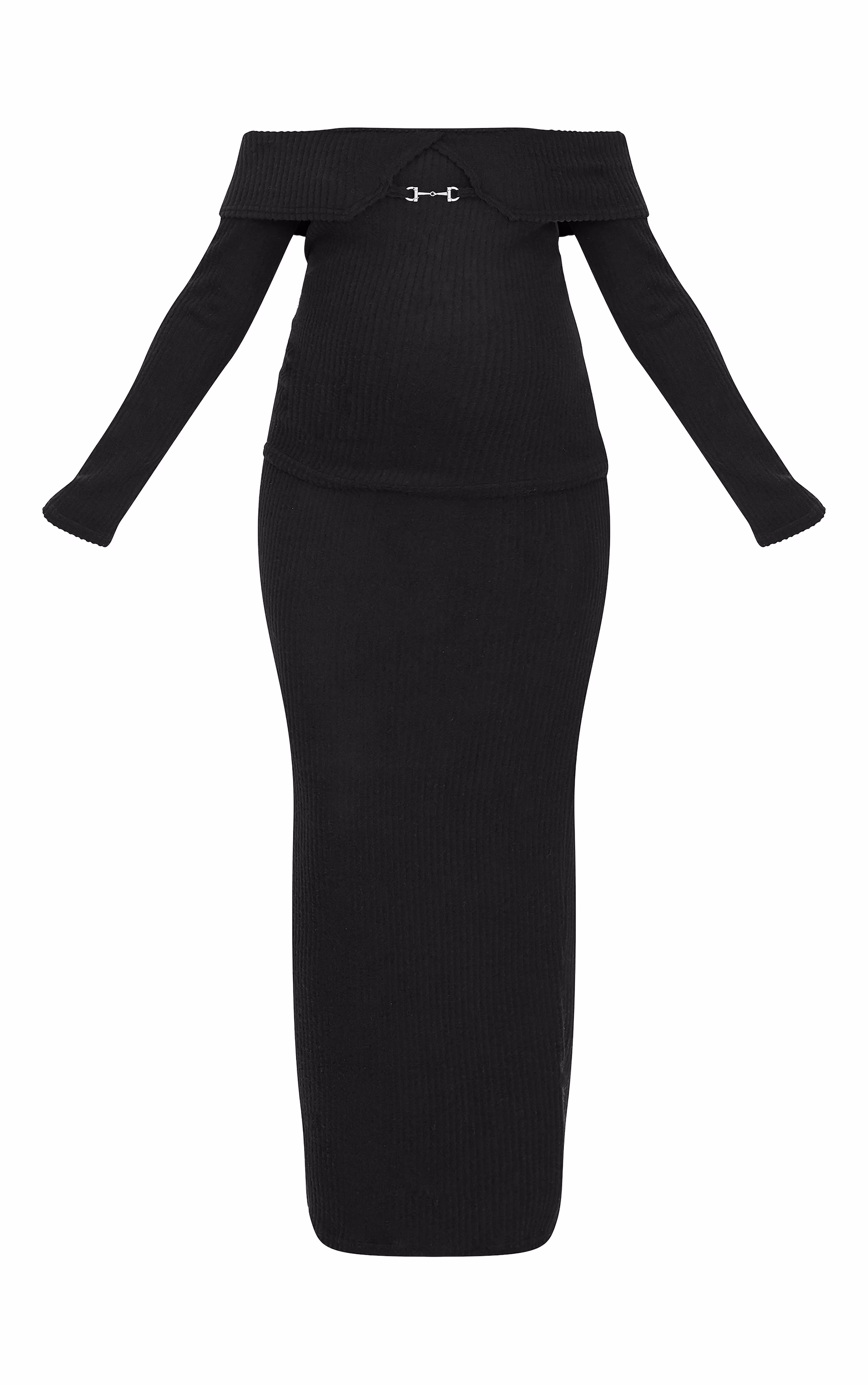 Maternity Black Brushed Rib Maxi Skirt