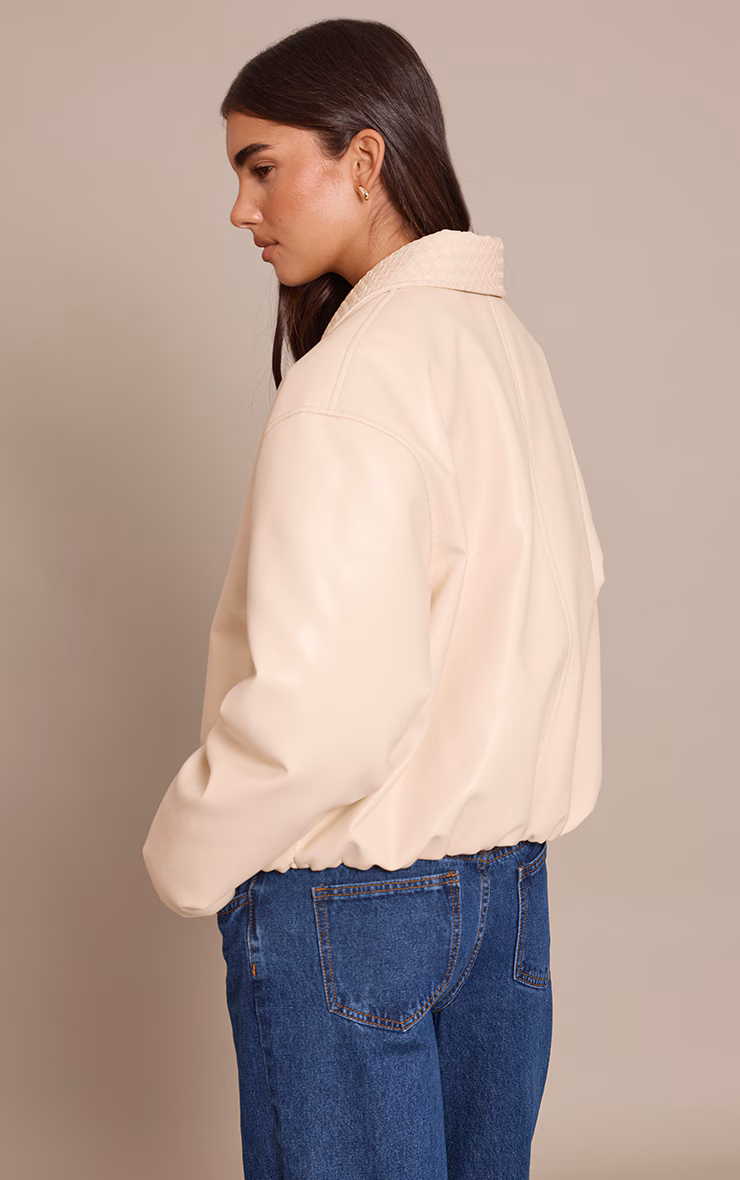 Butter Yellow Quilted Collar Faux Leather Bomber