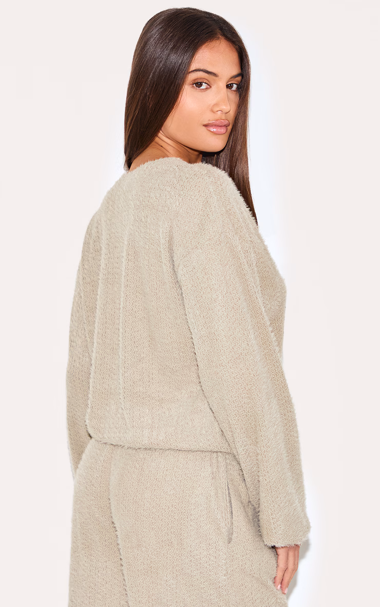 Mushroom Textured Button Up Long Sleeve Cardigan