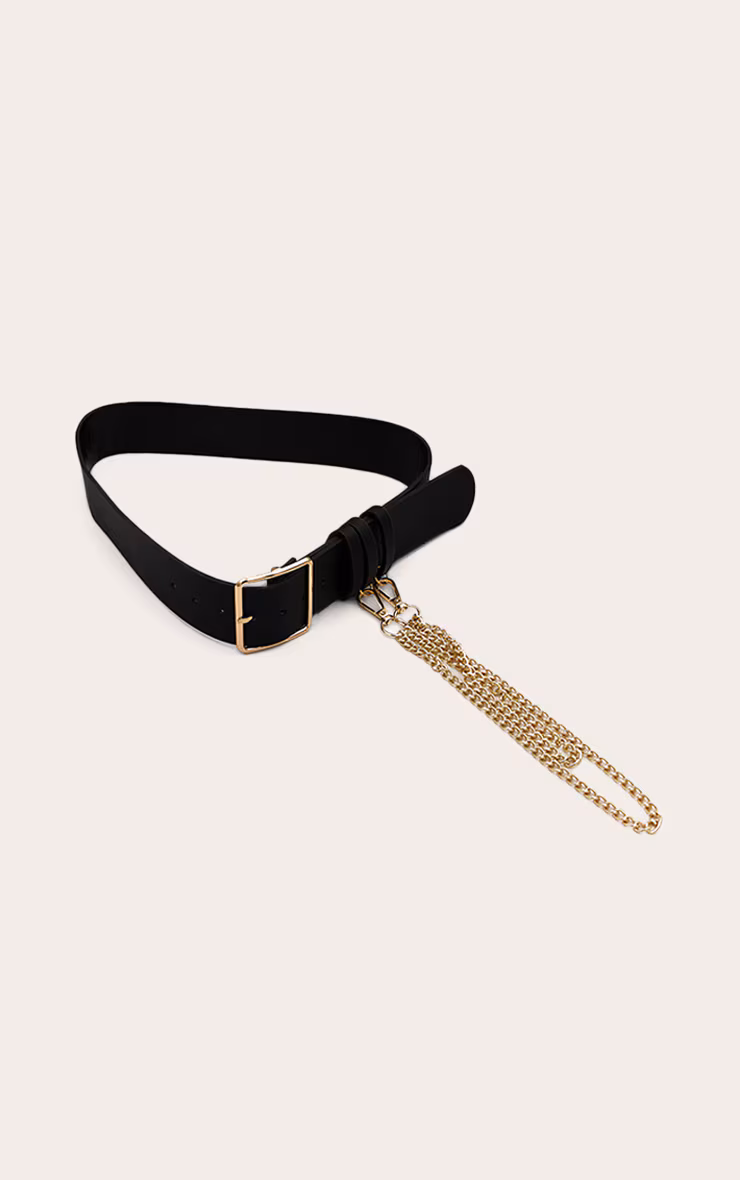 Black Gold Chain Waist Belt