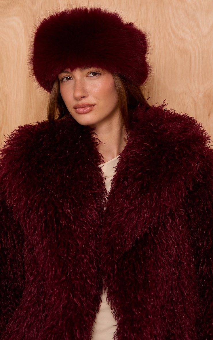 Burgundy Faux Fur Headband
