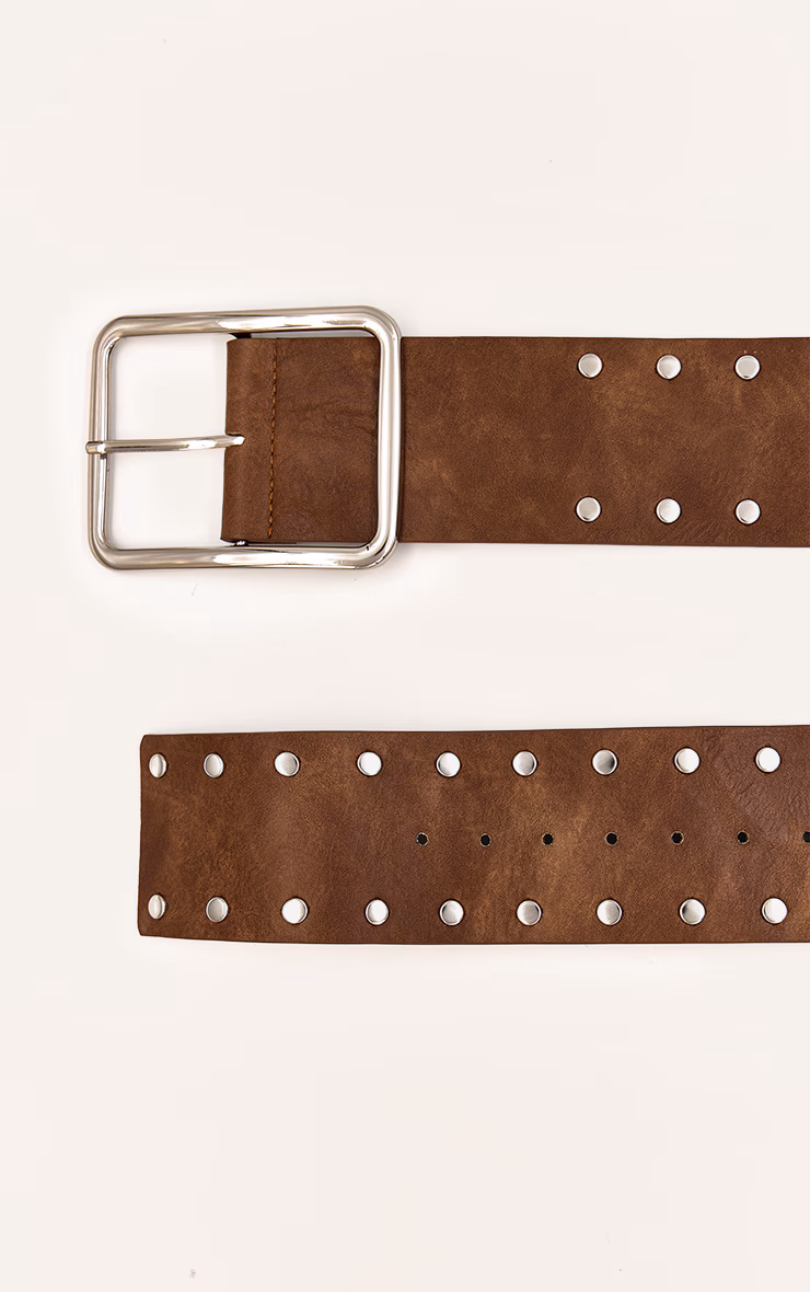 Tan Thick Faux Suede Square Buckle Belt