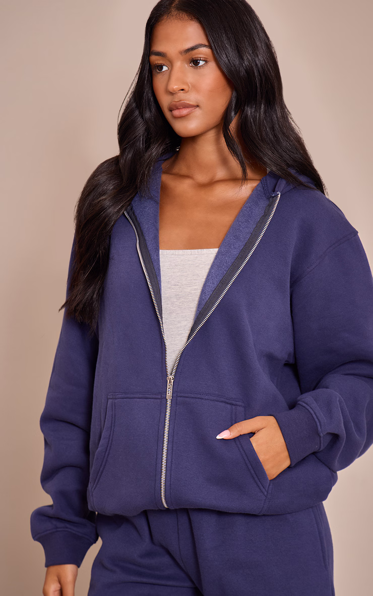 Tall Navy Zip Through Hoodie