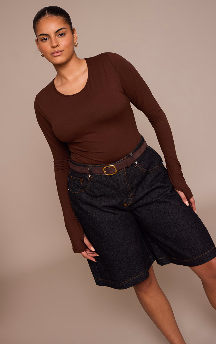 Plus Chocolate Sculpt Long Sleeve Bodysuit