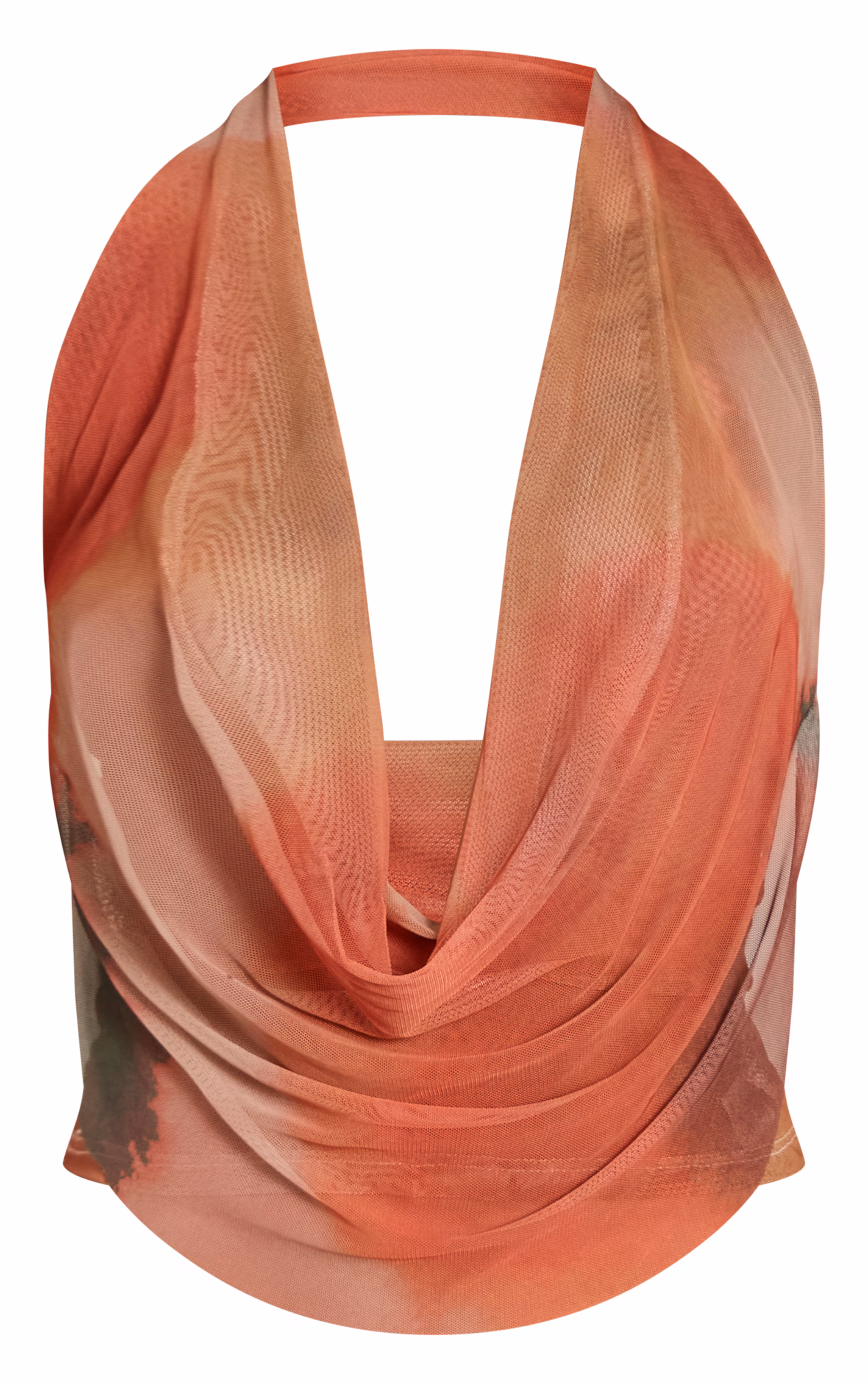 Multi Abstract Printed Mesh Halter Neck Top