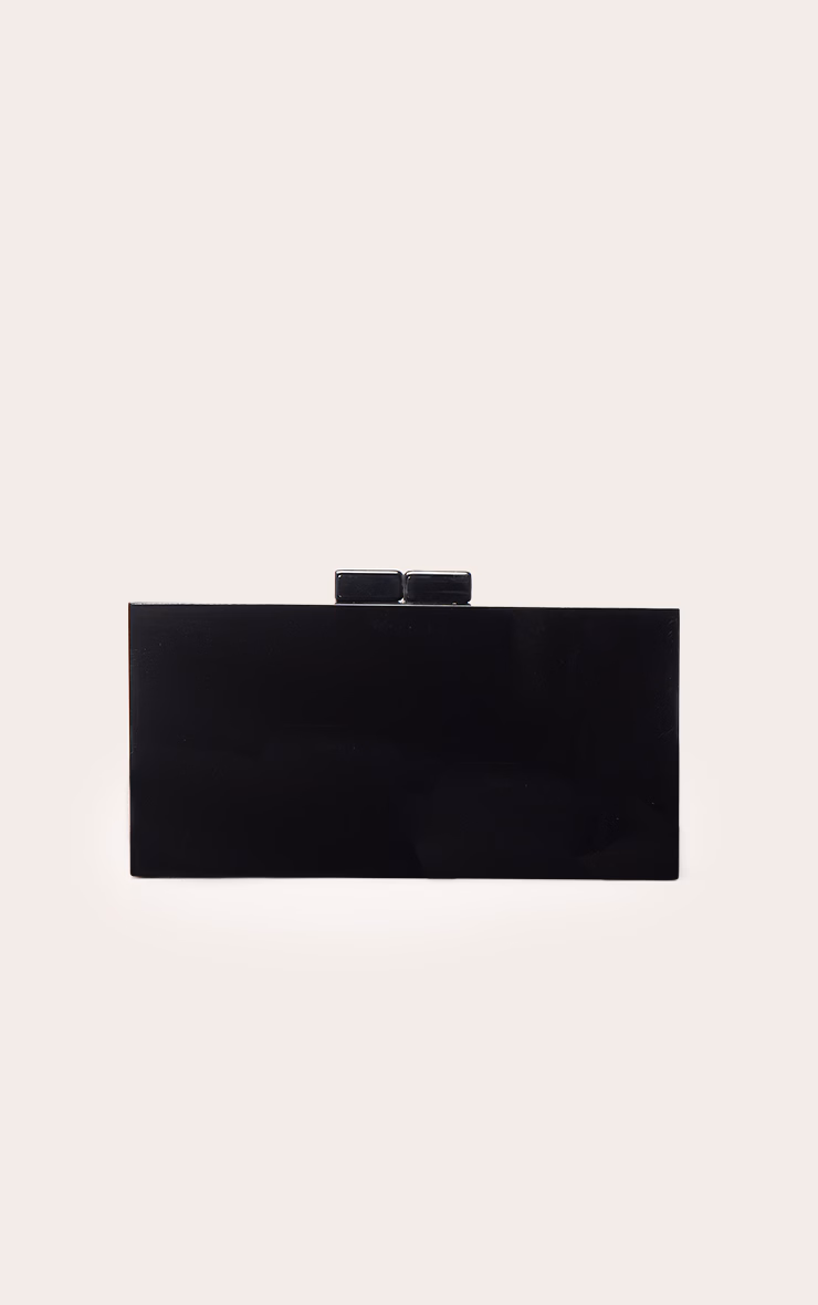 Black Glossy Rectangle Hard Clutch