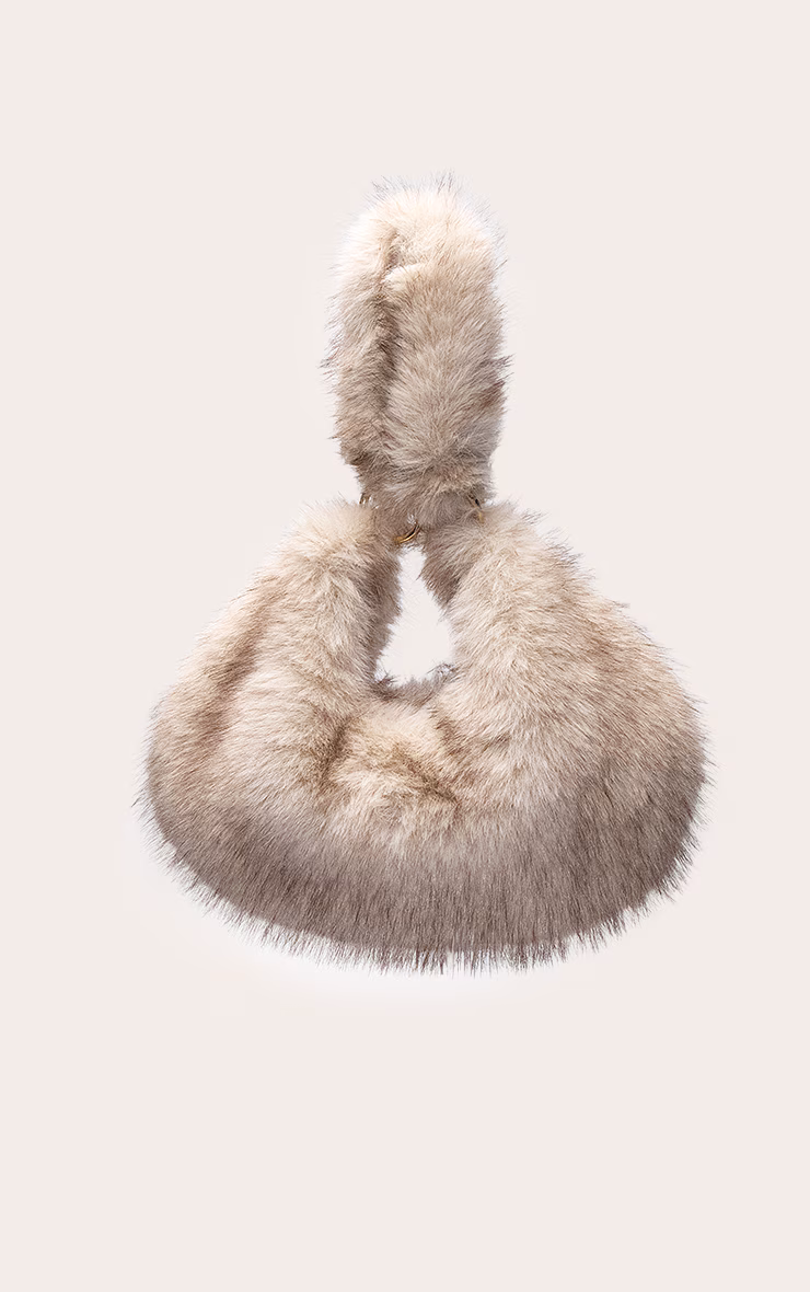Mink Faux Fur Zipped Shoulder Bag
