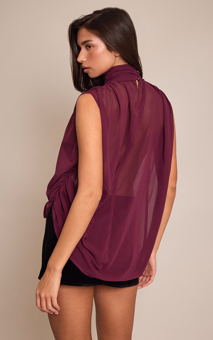Plum Chiffon Extreme Plunge Top
