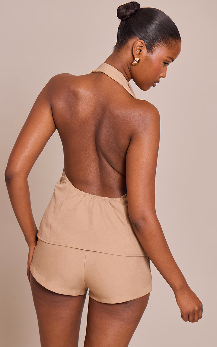 Mocha Collar Button Down Detail Romper