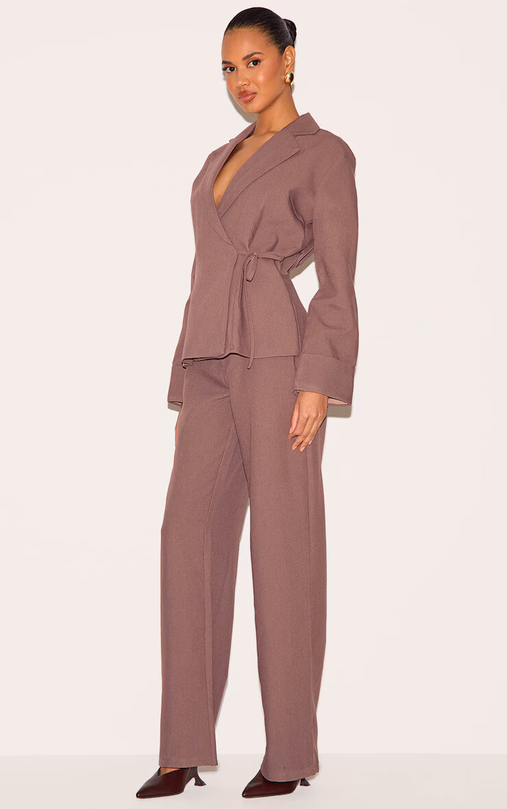 Mushroom Premium Woven Tie Side Blazer Jumpsuit