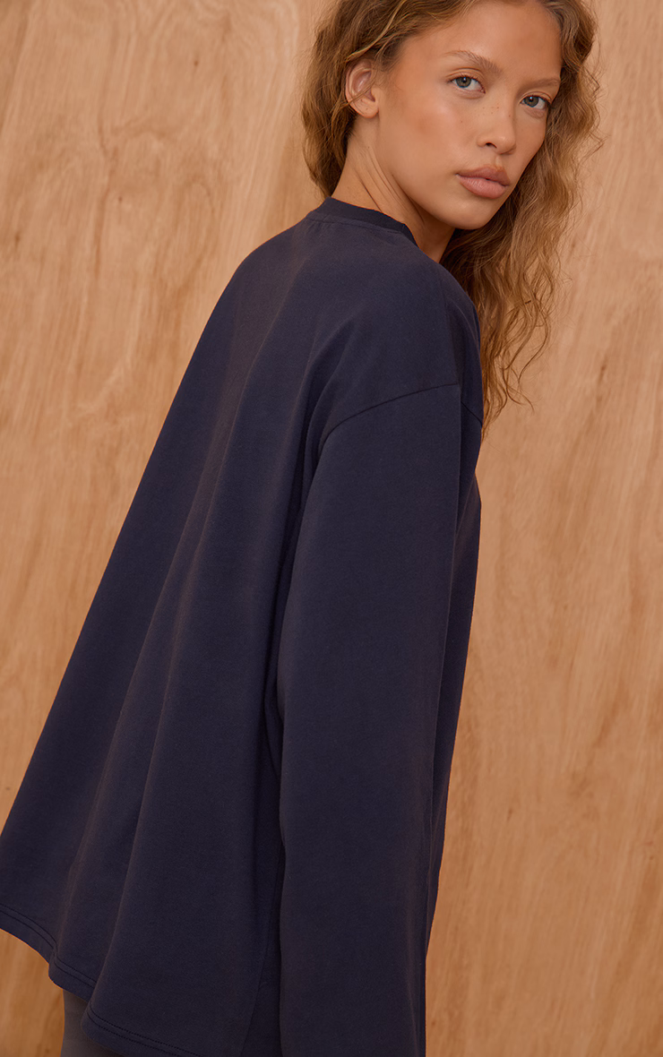 Navy Oversized Embroidered T-Shirt