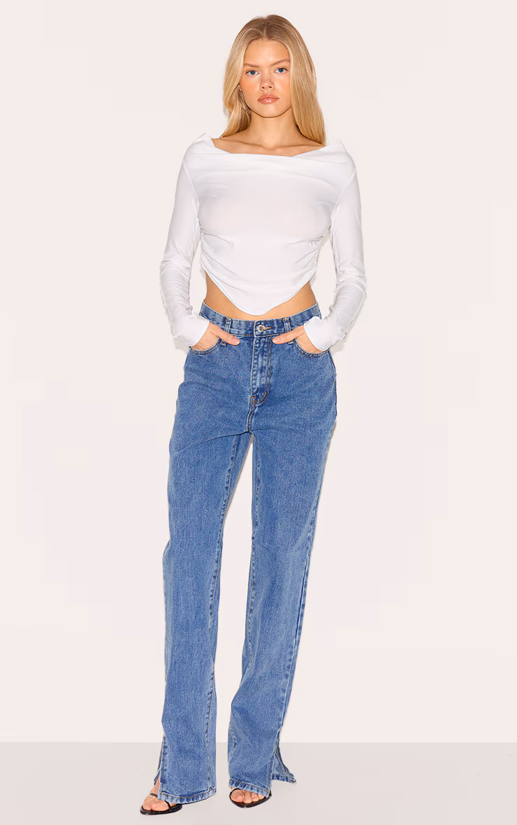 Vintage Wash Split Hem Jeans