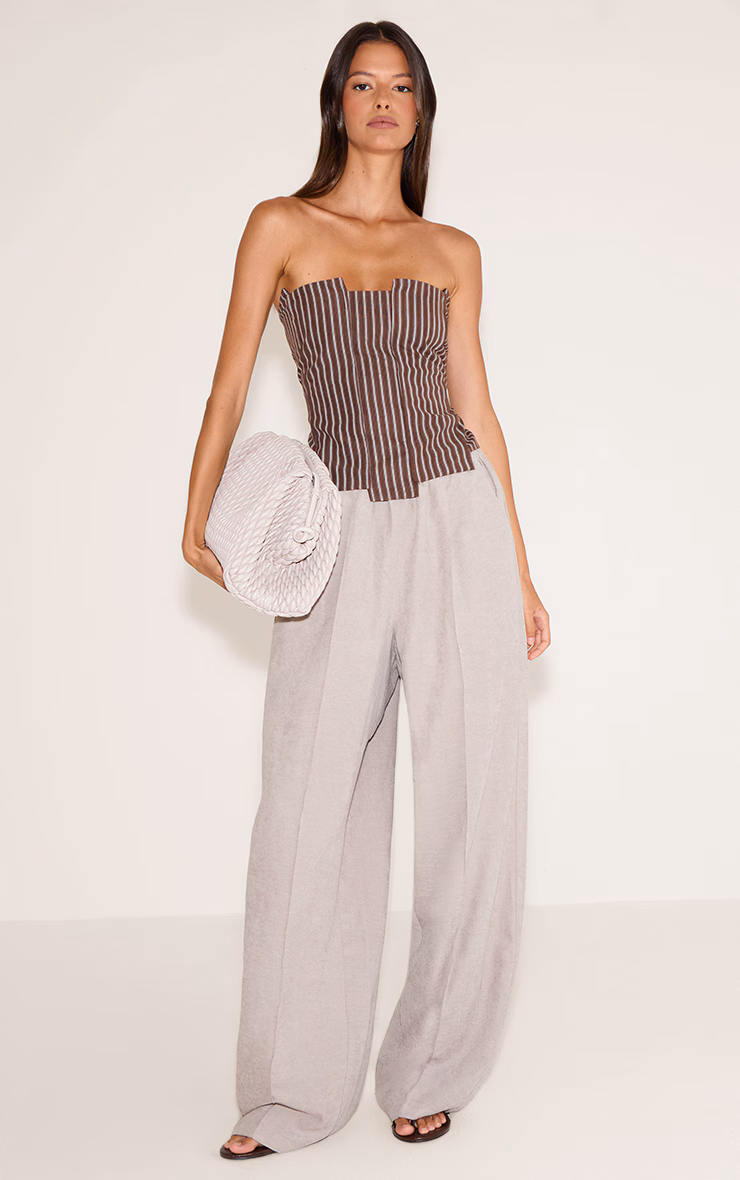 Mushroom Peachskin Wide Leg Pants