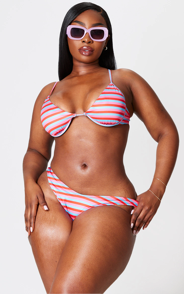Plus Multi Striped Bikini Top