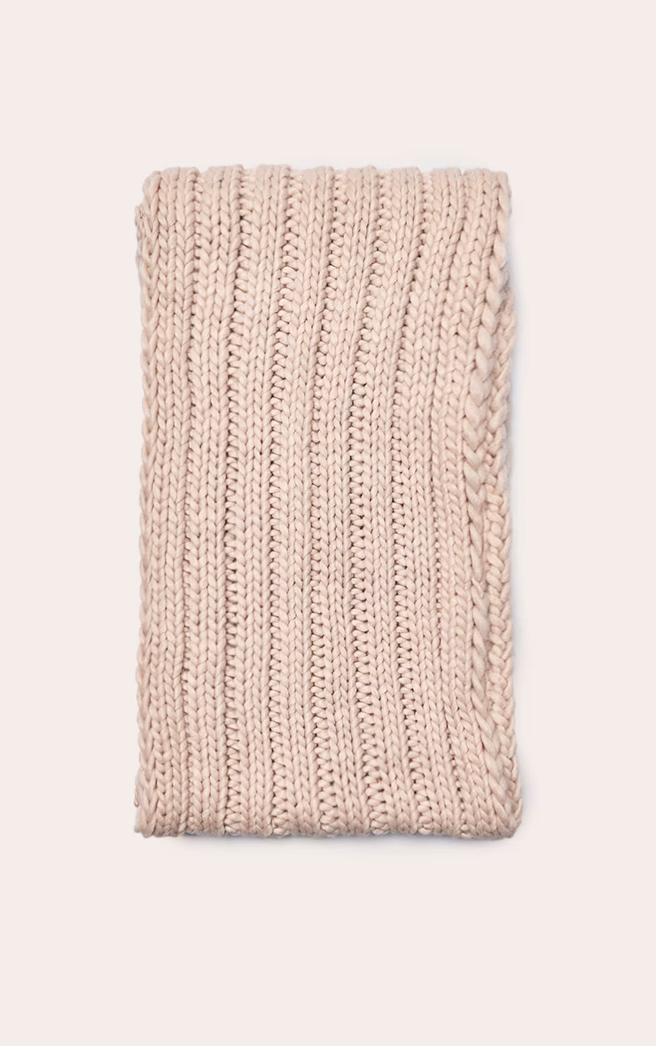 Oatmeal Chunky Cable Knit Scarf
