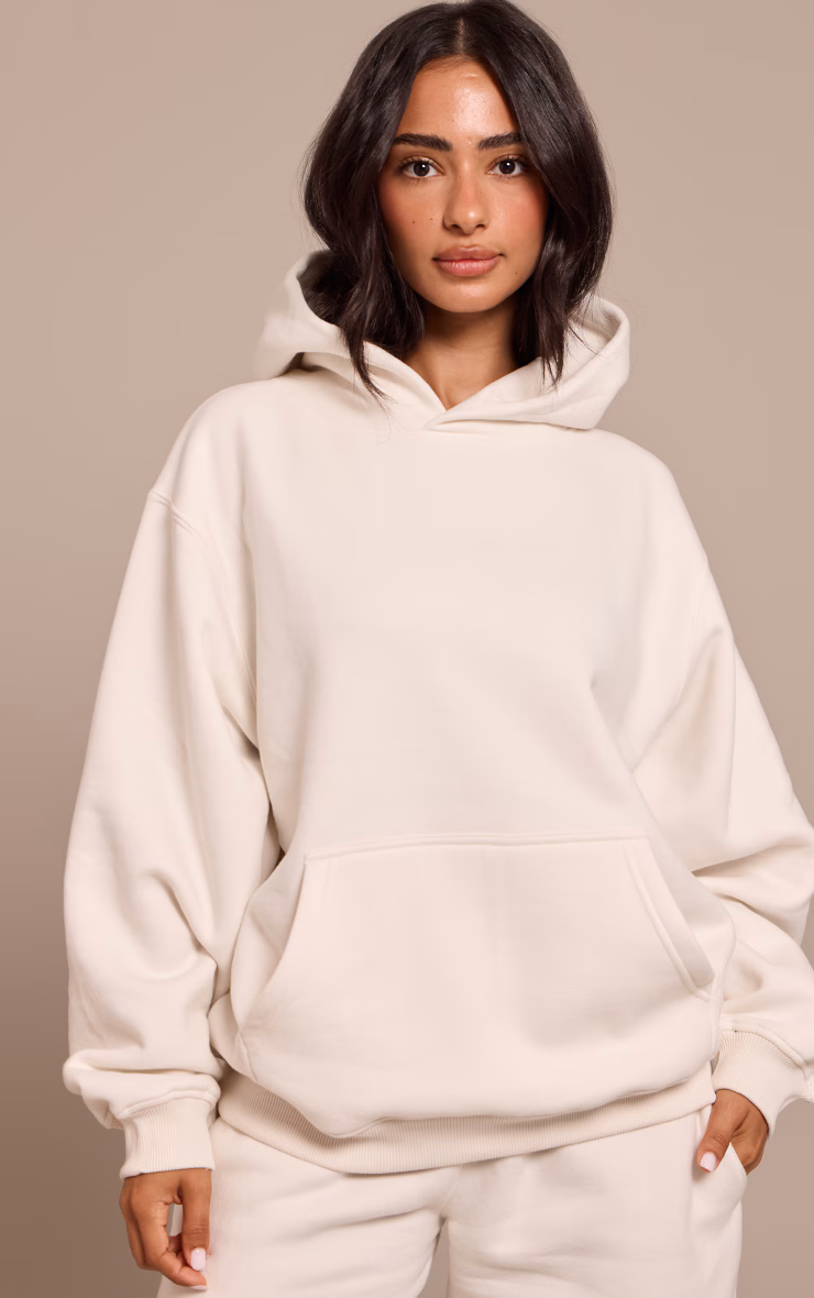 Petite Cream Oversized Pull Over Hoodie
